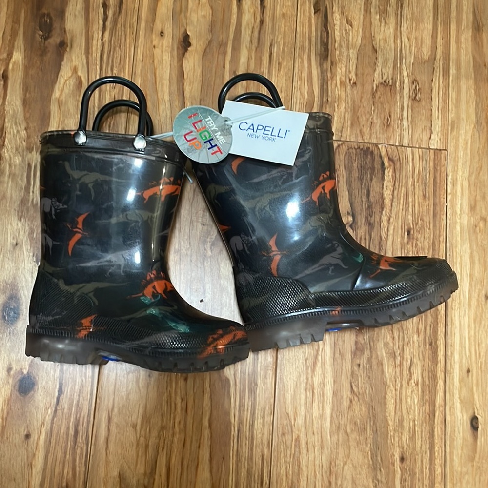 Capelli Dinosaur Light Up Rain Boots
